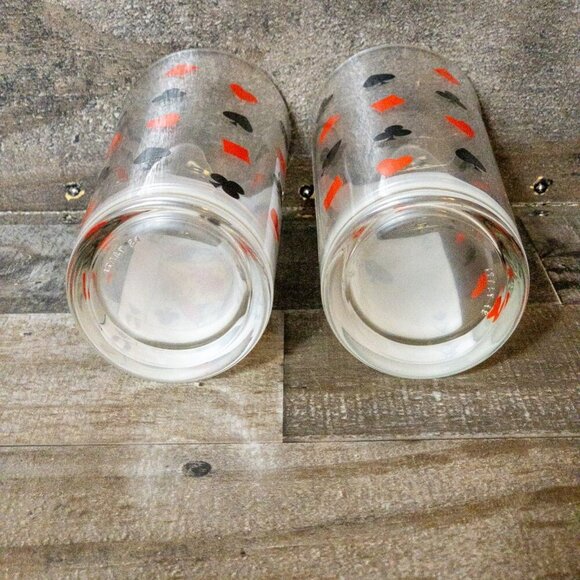 VINTAGE PLAYING CARDS HIGHBALL COCKTAIL GLASSES SPADES QUEEN ACE CLUBS SET OF 2 - Picture 4 of 8